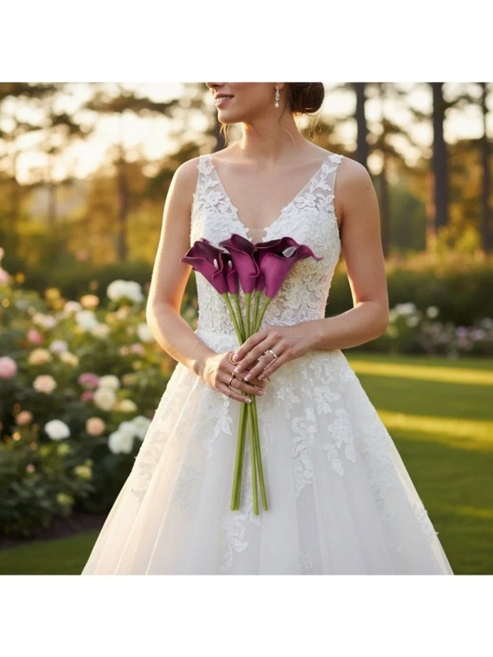 Calla Lily Bundle Real Touch Faux Flowers Plum Purple